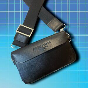 AllSaints Zoe Leather Crossbody Bag in Black